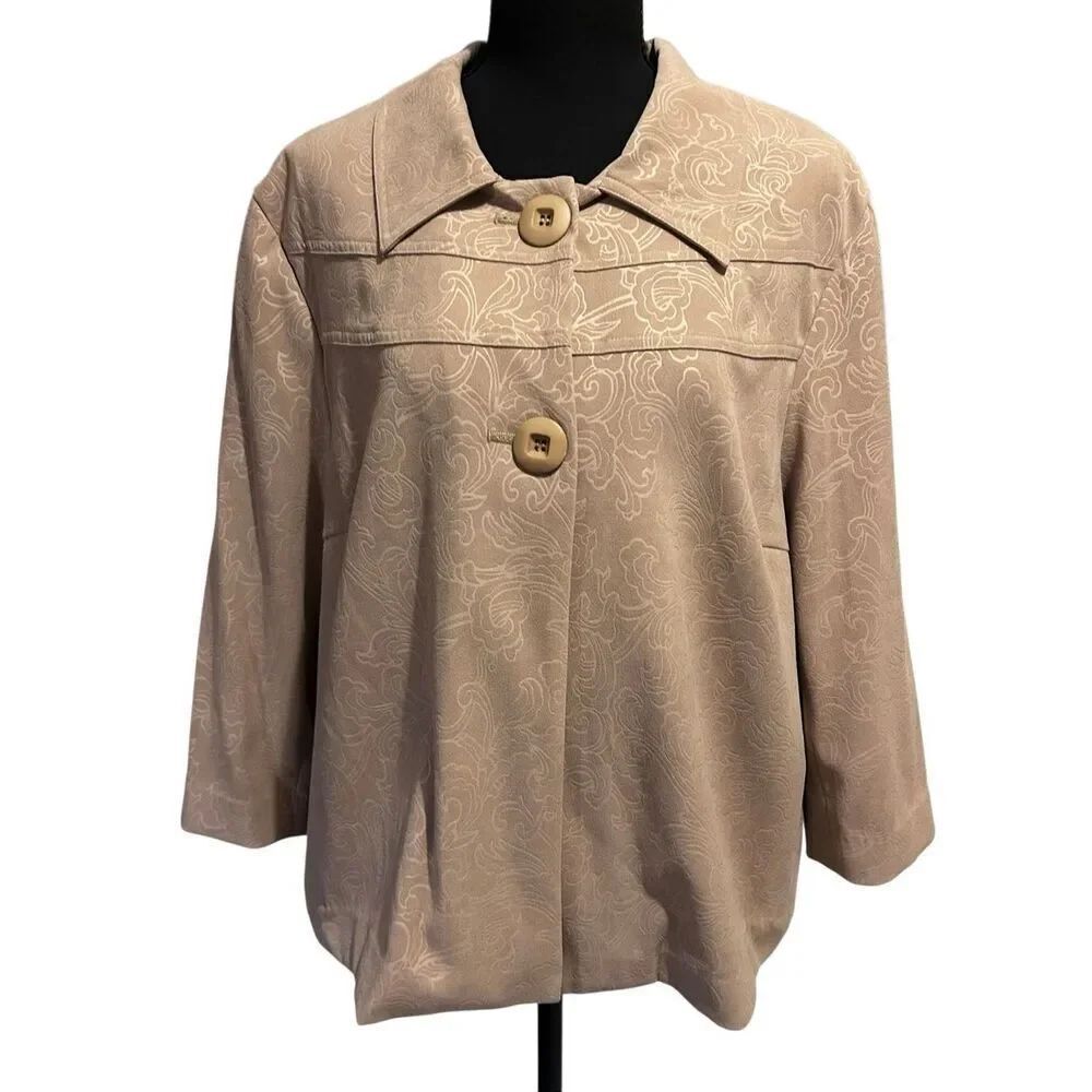 Requirements Two Button Blazer Jacket Women’s Size XL Beige Floral Print Design
